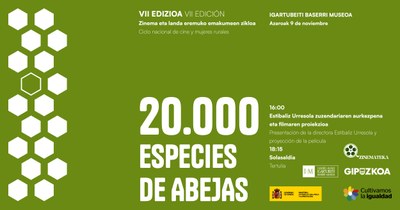 Estibaliz Urresolak "20.000 especies de abejas" filma aurkeztuko du Igartubeitin